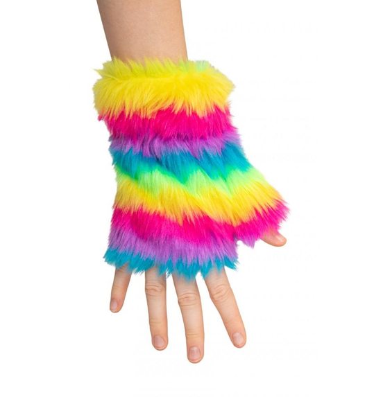 handschoenen zonder vingers pluche regenboog