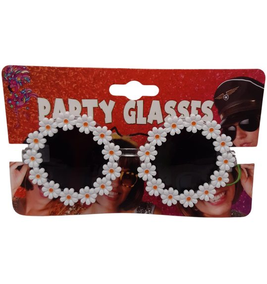 hippie bril met witte bloemetjes
