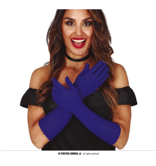 lange donkerblauwe handschoenen 42 cm