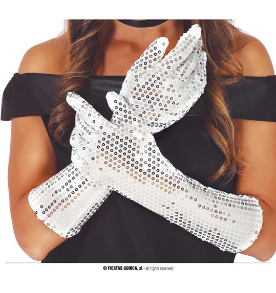 zilveren glitter handschoenen 39 cm