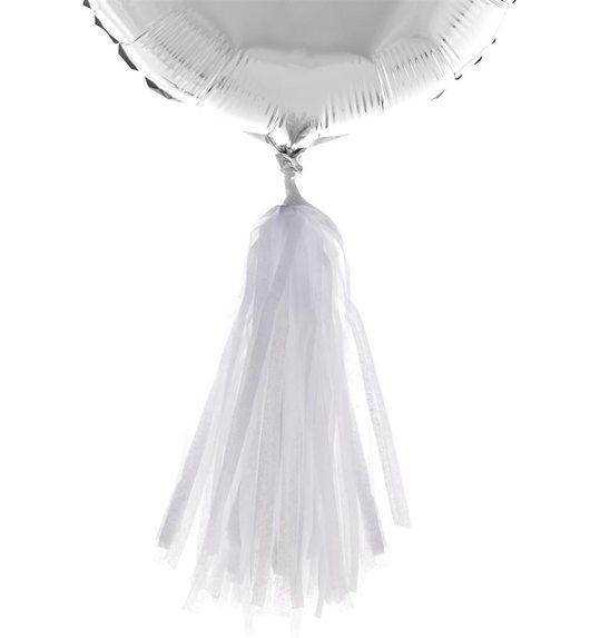 5  witte pompons voor decoratie of ballons