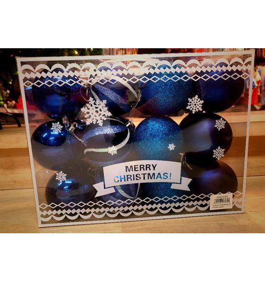 Classic box kerstballen blauw 24 stuks