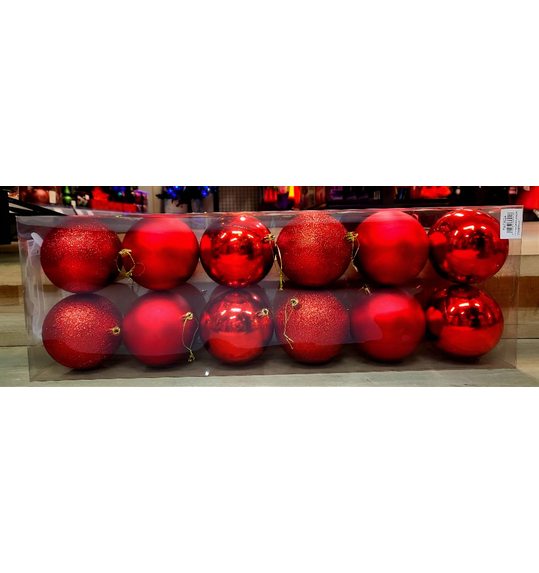 Classic rode Kerstballen groot  12 stuks