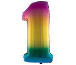 Folieballon 40 inch cijfer 1 regenboog
