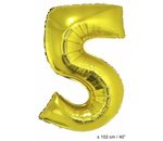 Folieballon 40 inch cijfer 5 goud