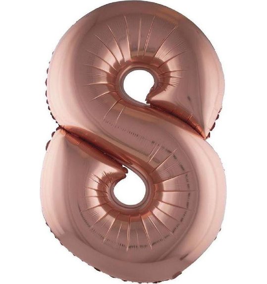 Folieballon 40 inch cijfer 8 rosé