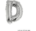 Folieballon letter D zilver 16 inch