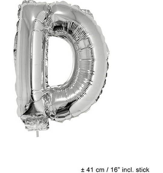 Folieballon letter D zilver 16 inch