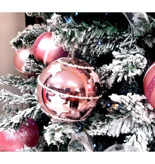 Luxe glitter grote Kerstballen roze 12 stuks