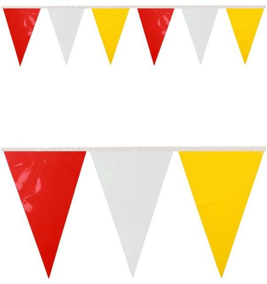 PVC vlaggenlijn rood/wit/geel 10 meter BRANDVEILIG Aalst