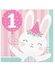Servetten 1st birthday bunny (33cm,16st)