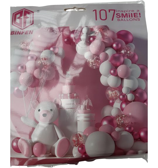 ballon set roze/wit