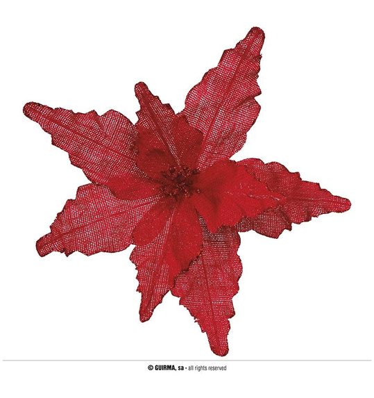 rode deco bloem voor kerst 35cm