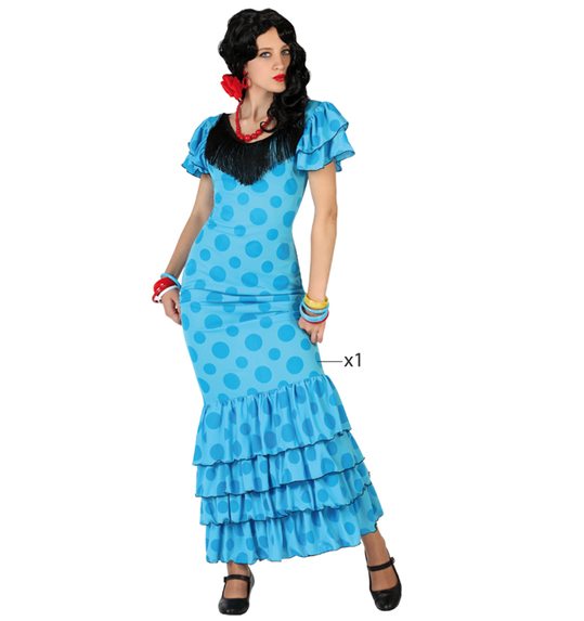 Blauwe flamenco jurk voor dames