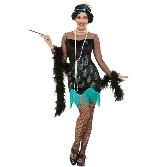 Charleston flapper jurk Peacock