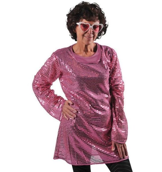 Disco hemd jurk dames fuchsia