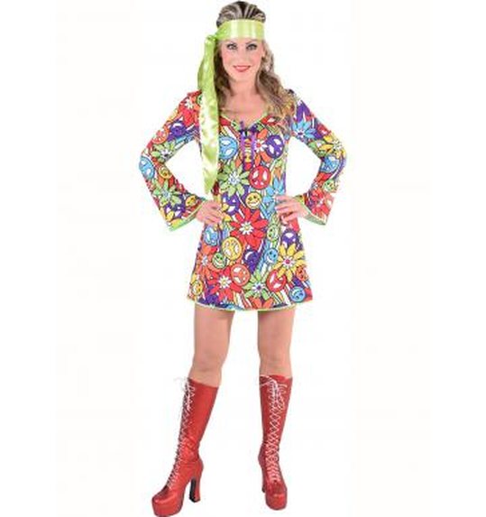 Disco jurk 70s met smileyprint