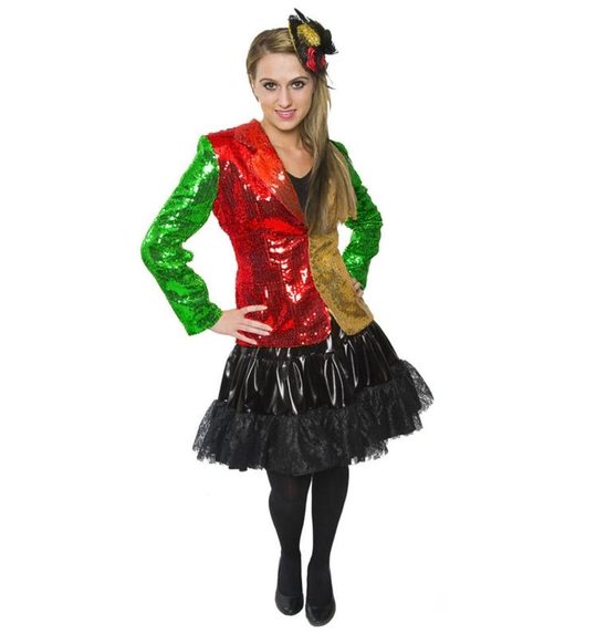 Vaardigheid Verrast zijn Schuur Glitter pailletten jas voor dames rood-geel-groen RU-11807629 | Feestwinkel  Direct