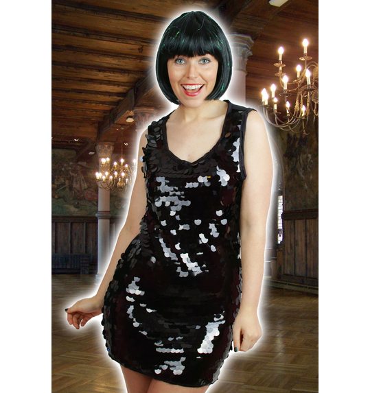 Glitter party jurk zwart met grote pailletten