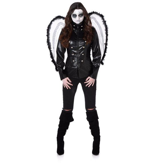 Gothic engel kostuum zwart voor dames