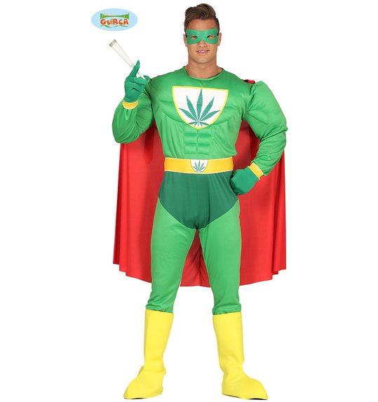Grappige super held marihuana man kostuum
