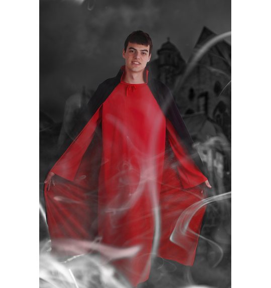 Halloween cape 140cm tweezijdig rood zwart