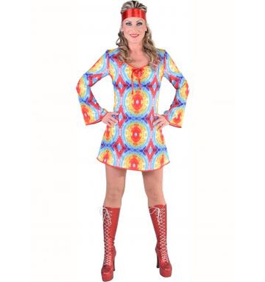 Hippie feest jurk dames met batikprint