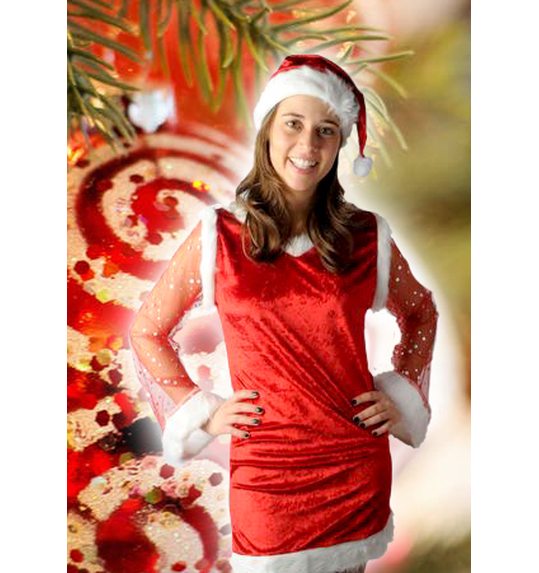 gips Torrent Langwerpig Kerst dame verkleed jurk velvet glitter LASK0044 | Feestwinkel Direct