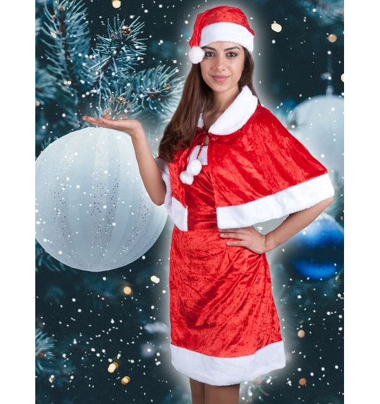 Kerstvrouw jurk deluxe met cape