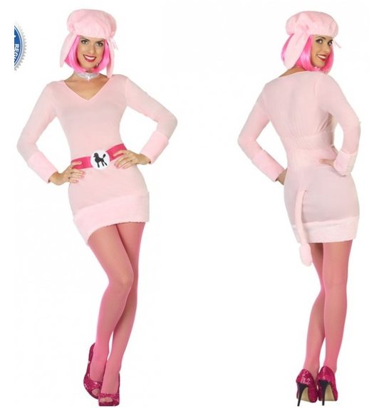 Roze poedel carnavalskostuum voor dames
