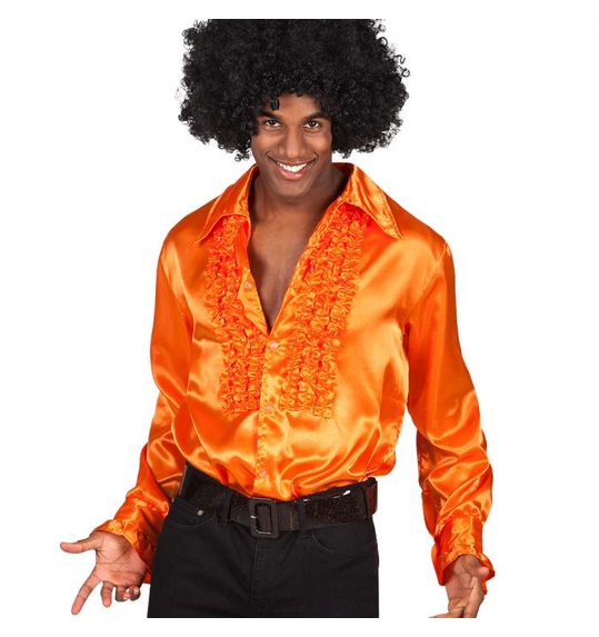Satijnen disco hemd oranje