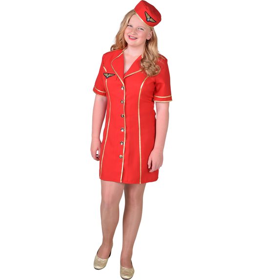 Stewardess kostuum voor kinderen rood