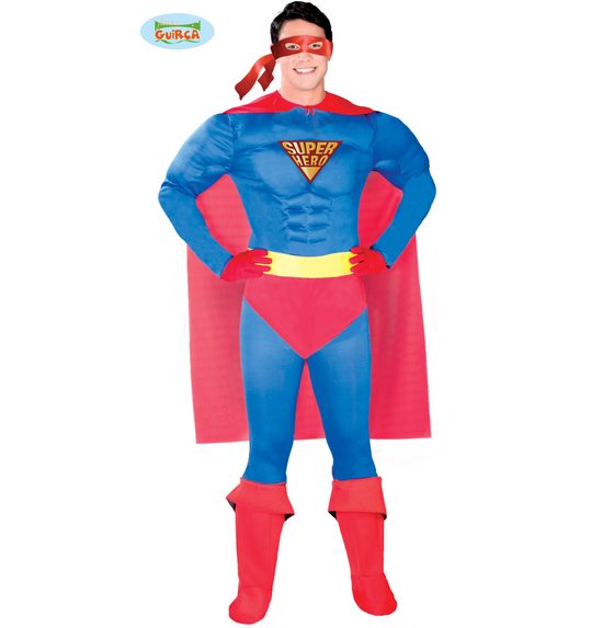 Superheld kostuum blauw rood Super
