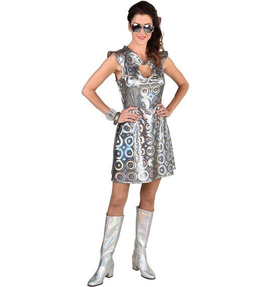 Zilveren disco party jurk