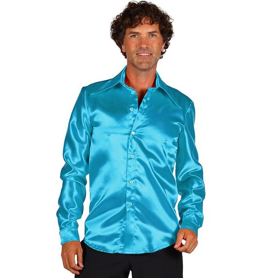 overhemd satijn turquoise