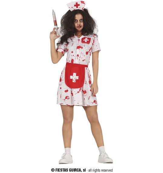 verpleegster met bloed kostuum